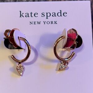 Kate Spade Gold Hoop Earrings with Heart Charms